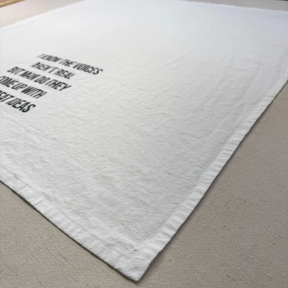 Wildwood Landing - White Kitchen Tea Towel with Humorous Text